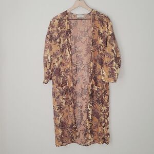 Dress Forum Velvet & Chiffon Kimono in Gold Size Medium